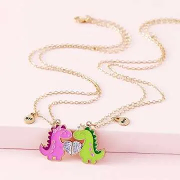 Best Friend Necklace Gifts Magnetic Matching Friendship Necklace for 2 BFF Sister (Dino)