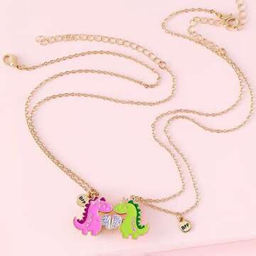 Best Friend Necklace Gifts Magnetic Matching Friendship Necklace for 2 BFF Sister (Dino)