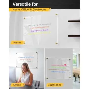 Clear Acrylic Dry-Erase Board 24x16 | Transparent Wall-Mount Writing Panel | Includes 8 Color Markers, Eraser, Standoff Screws & Install Kit | Ideal for Home & Office