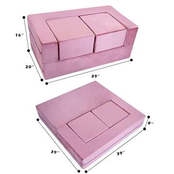 MeMoreCool Modular Kids Play Couch in Pink for Imaginative Fun
