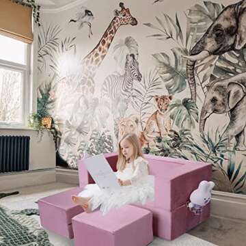 MeMoreCool Modular Kids Play Couch in Pink for Imaginative Fun