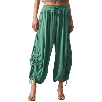 WEQULE Women's Casual Loose Pants High Waist Sweatpants Drawstring Wide Leg Capri Palazzo Pants Jogg...