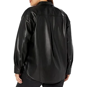 @lisadnyc Faux Leather Shirt Jacket Black M The Drop