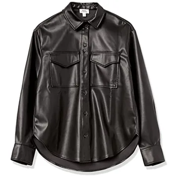 @lisadnyc Faux Leather Shirt Jacket Black M The Drop