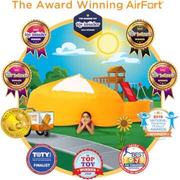 The Original Patented AirFort - Build A Fort in 30 Seconds, Inflatable Fort for Kids, Play Tent for 3-12 Years, A Playhouse Where Imagination Runs Wild, Fan not Included (Creamsicle Orange)