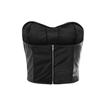 Romwe Women's Puch Up Bustiers Corsets Front Tank Slim Tube Top Party Clubwear Black S