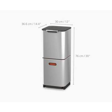 Joseph Joseph Totem Compact 40L Stylish Trash Can with Dual Bins