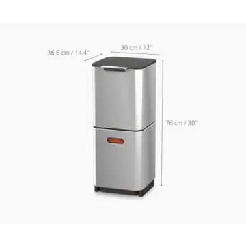 Joseph Joseph Totem Compact 40L Stylish Trash Can with Dual Bins