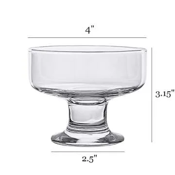 Kingrol 6 Pack Glass Dessert Bowls, 6.5 oz Crystal Glass Bowls for Ice Cream, Fruit, Pudding, Snack,...