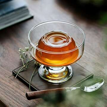 Kingrol 6 Pack Glass Dessert Bowls, 6.5 oz Crystal Glass Bowls for Ice Cream, Fruit, Pudding, Snack, Cereal, Nuts - Premium Glass Serving Dishes, Mini Trifle Bowl