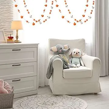 Glaciart One Felt Balls + Pumpkin Garland 2 Pcs - Easy to Hang Halloween Party Banner Decoration - Fall Décor, 100% New Zealand Wool, Hand-Felted in Nepal - 5' Long, 18 Pom Poms, 5 Pumpkins Ornaments