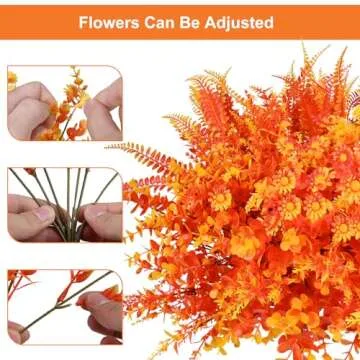 trytuny 16 Artificial Fall Flowers for Outdoor Decor