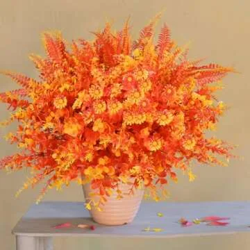 trytuny 16 Artificial Fall Flowers for Outdoor Decor