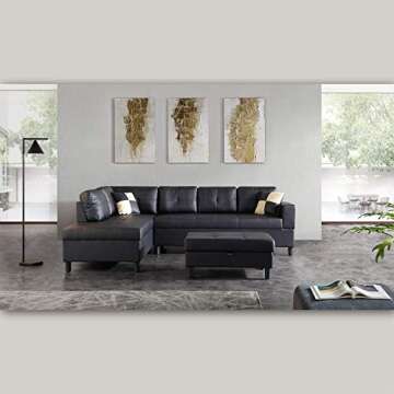 DHHU Sectional Couch L Shape Sofa, Living Room Furniture Sets with Storage Seat, Upholstered Sectional Set Sectionals Sofa with Ottoman, for Home Apartment Office