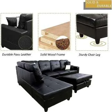 DHHU Sectional Couch L Shape Sofa, Living Room Furniture Sets with Storage Seat, Upholstered Sectional Set Sectionals Sofa with Ottoman, for Home Apartment Office