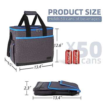 Vuudh Collapsible Cooler Bag Insulated, 50 Can Insulated Lunch Bag for Men Women, Large Leakproof So...