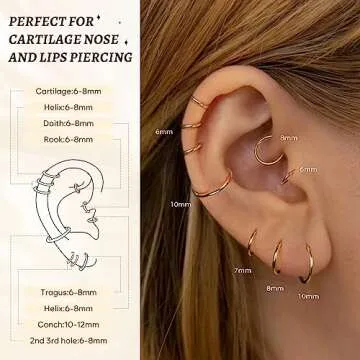 Gokeey Hypoallergenic Gold Hoop Earrings Set - 14k Plated