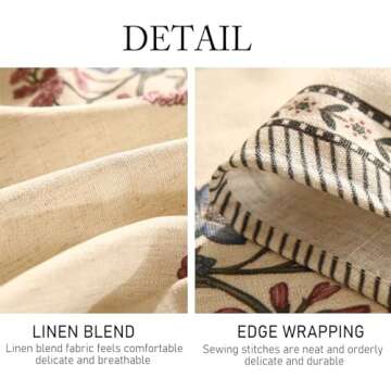 ISAENNE French Tablecloth for Rectangular Tables,Linen Table Cloth with Colorful Flowers Pattern,Heavy Durable Table Cover for Dining Thanksgiving Kitchen Decor Party Banquet Christmas,55"*87"