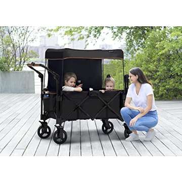 Delta Children Hercules Stroller Wagon for 2 Kids Versatile Stroller Wagon with Canopy, Push/Pull Ha...