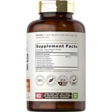 Carlyle Grass Fed Beef Organ Complex | 200 Capsules | Pasture Raised, Grain Free Supplement | with D...