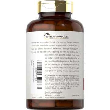 Carlyle Grass Fed Beef Organ Complex | 200 Capsules | Pasture Raised, Grain Free Supplement | with Desiccated Liver, Kidney, Pancreas, Heart, Spleen | Non-GMO, Gluten Free | by Herbage Farmstead