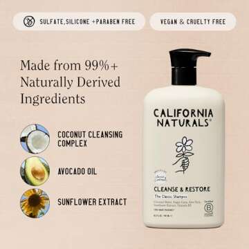 Coconut Shampoo for All Hair Types, Vegan and Natural