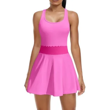 ATTRACO Women's Workout Dress 2 Piece Golf Dress Sports Tennis Dress Workout Outfits Pink XS