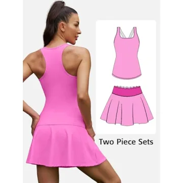ATTRACO Women's Workout Dress 2 Piece Golf Dress Sports Tennis Dress Workout Outfits Pink XS