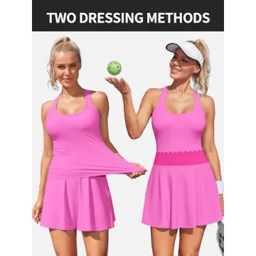 ATTRACO Women's Workout Dress 2 Piece Golf Dress Sports Tennis Dress Workout Outfits Pink XS
