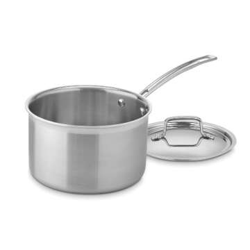 Cuisinart 4-Quart Skillet, Stainless Steel Cookware Multiclad Pro Triple Ply Saucepan w/Cover, MCP194-20N