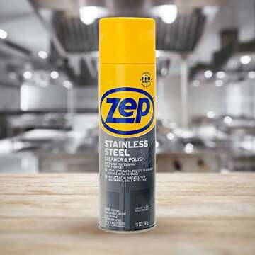 Zep Stainless Steel Cleaner and Polish 14 ounces - ZUSSTL14 - Protects Metal Surfaces from Fingerprints, Soil and Waterspots