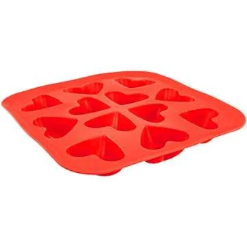 Fairly Odd Novelties Silicone Heart Ice Cube Tray - Red Heart Shaped Ice Cube Mold, 12 Cubes - Premium Ice Cube Tray for Freezer, Ideal Ice Tray for Parties & Special Occasion