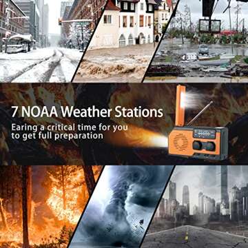 GREATONE Weather Radio Emergency Solar Crank Radio with Flashlight and Reading Lamp,AM/FM/NOAA Protable Radio for Home and Outdoor,2000mAh Power Bank SOS Alarm Emergency Supplies Preparedness