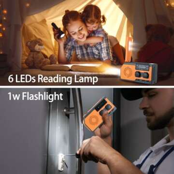 GREATONE Weather Radio Emergency Solar Crank Radio with Flashlight and Reading Lamp,AM/FM/NOAA Protable Radio for Home and Outdoor,2000mAh Power Bank SOS Alarm Emergency Supplies Preparedness