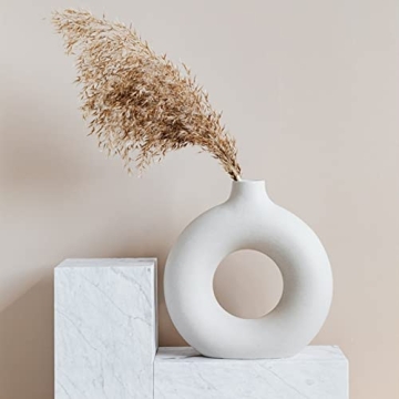 DHYXZCA Elegant White Ceramic Donut Vase for Home Decor