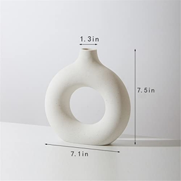 DHYXZCA Elegant White Ceramic Donut Vase for Home Decor