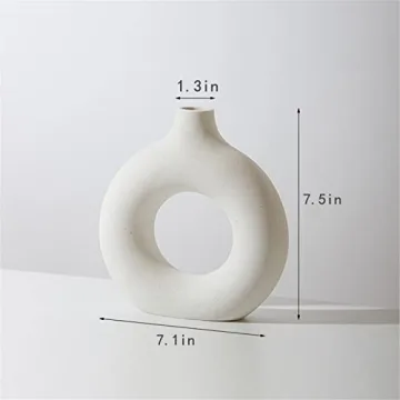 DHYXZCA Elegant White Ceramic Donut Vase for Home Decor