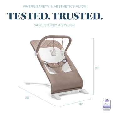 Baby Delight Alpine Deluxe Portable Baby Bouncer | Infant | 0-6 Months | 100% GOTS Certified Organic Cotton Fabric | Organic Mocha