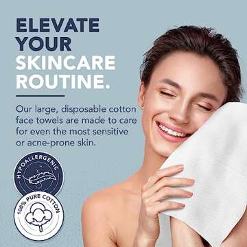 Dermacotton Disposable Cotton Face Towels – Super Soft Face Wipes, Hypoallergenic Makeup Remover Wipes, Suitable for All Skin Types Including Sensitive Skin – Biodegradable Facial Cloths (50 Pack)