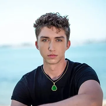 TIKCAUZ Lucky Buddha Necklace Green Jade Pendant Gift