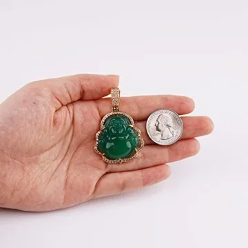 TIKCAUZ Lucky Buddha Necklace Green Jade Pendant Gift