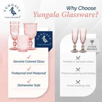 Yungala Vintage Pink Champagne Glasses - Set of 6