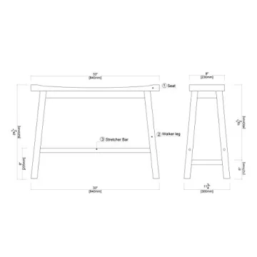 Boraam Sonoma Saddle Bench - Stylish Seating Solution