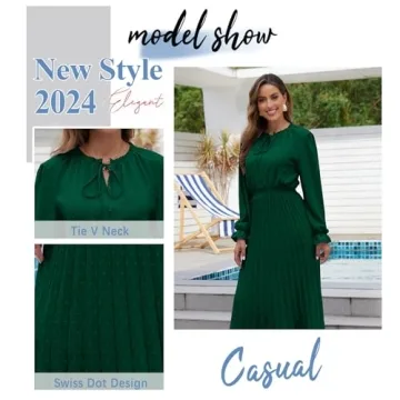 G&Y Women's Swiss Dot Pleated Midi Dress for Fall 2024