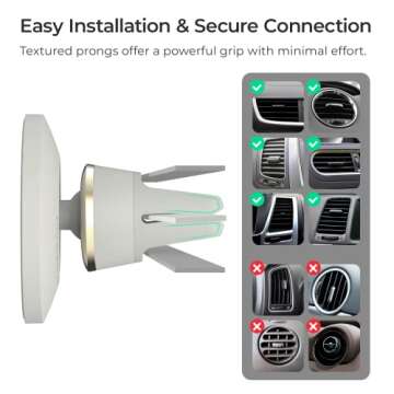 iOttie Velox MagSafe Compatible Air Vent Car Phone Holder in Astral Gray. Unversal Magnetic Car Phon...