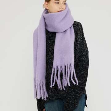 HONGWANG Winter Cashmere Feel Oversized Scarf Large Chunky Thick Blanket Soft Scarves for Women Big ...