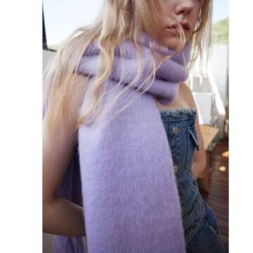 HONGWANG Winter Cashmere Feel Oversized Scarf Large Chunky Thick Blanket Soft Scarves for Women Big Wool Warm Pashmina Wrap (Light lavender)