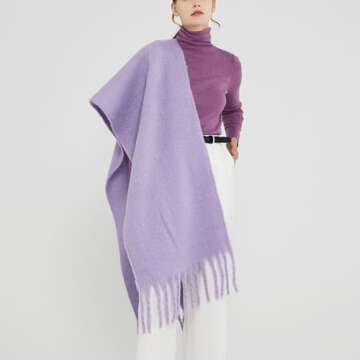 HONGWANG Winter Cashmere Feel Oversized Scarf Large Chunky Thick Blanket Soft Scarves for Women Big Wool Warm Pashmina Wrap (Light lavender)