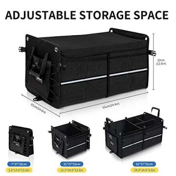 AstroAI Car Trunk Organizer Storage SUV for Car Seat Storage Luggage Box Cargo Organizer Collapsible with PE Panel + Foldable Cover +4 Securing Straps