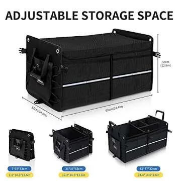AstroAI Car Trunk Organizer Storage SUV for Car Seat Storage Luggage Box Cargo Organizer Collapsible with PE Panel + Foldable Cover +4 Securing Straps